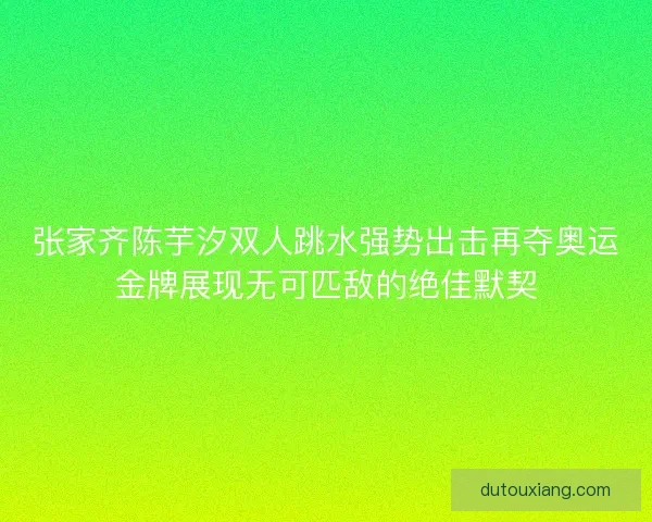 张家齐陈芋汐双人跳水强势出击再夺奥运金牌展现无可匹敌的绝佳默契