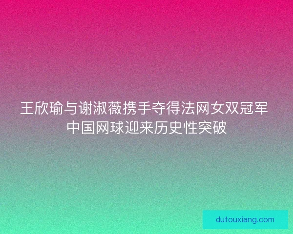 王欣瑜与谢淑薇携手夺得法网女双冠军 中国网球迎来历史性突破 王欣瑜与谢淑薇携手夺得法网女双冠军 中国网球迎来历史性突破