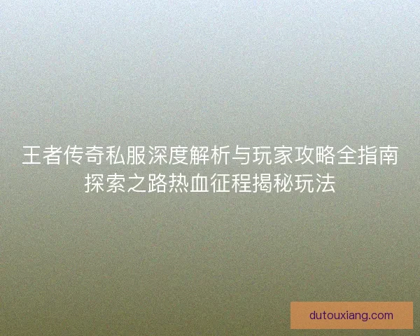 王者传奇私服深度解析与玩家攻略全指南探索之路热血征程揭秘玩法