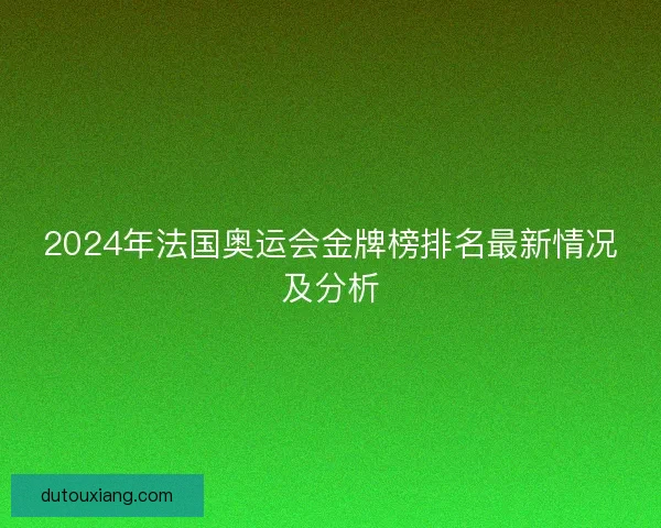 2024年法国奥运会金牌榜排名最新情况及分析